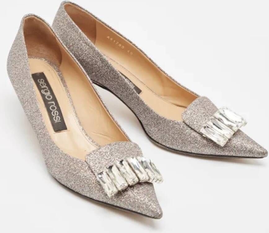 Sergio Rossi Pre-owned Fabric heels Gray Dames