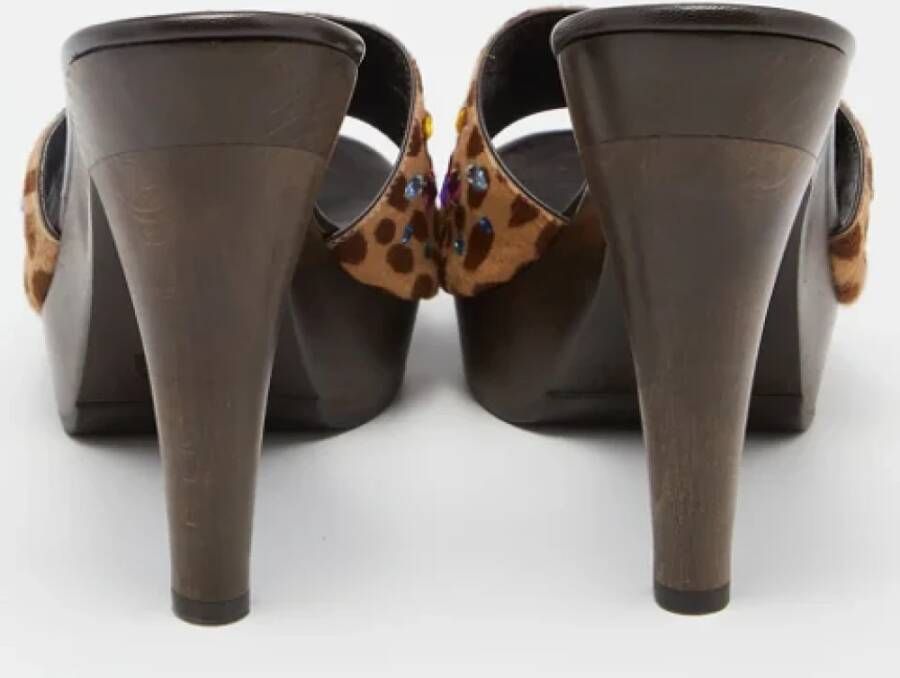 Sergio Rossi Pre-owned Fabric sandals Brown Dames