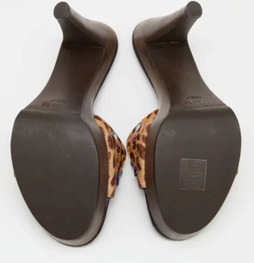 Sergio Rossi Pre-owned Fabric sandals Brown Dames