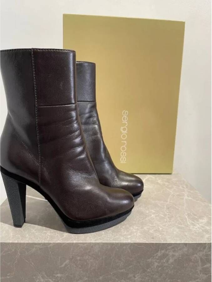 Sergio Rossi Pre-owned Leather boots Brown Dames