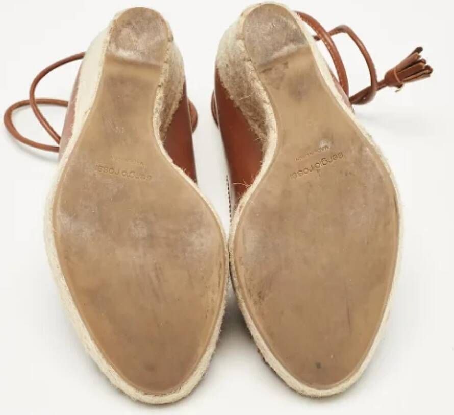 Sergio Rossi Pre-owned Leather espadrilles Brown Dames