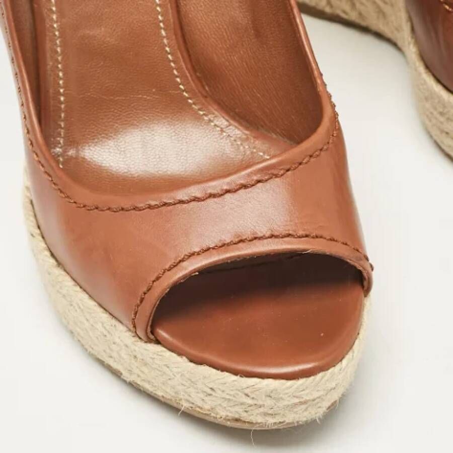 Sergio Rossi Pre-owned Leather espadrilles Brown Dames