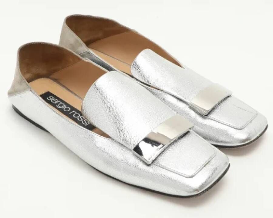 Sergio Rossi Pre-owned Leather flats Gray Dames