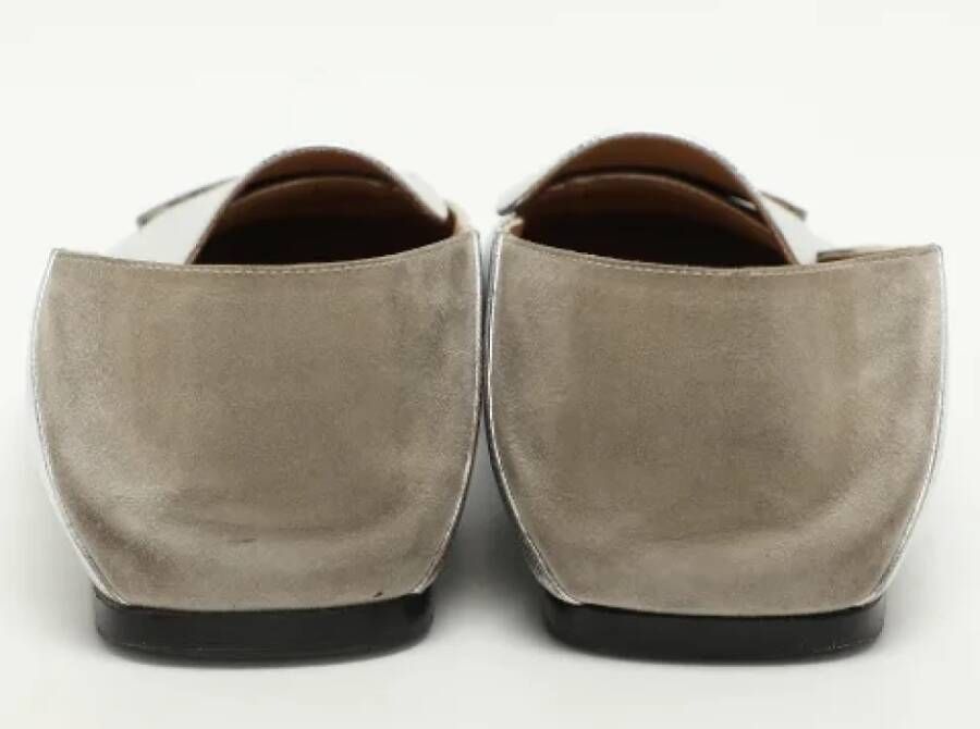 Sergio Rossi Pre-owned Leather flats Gray Dames