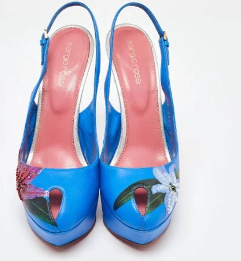 Sergio Rossi Pre-owned Leather heels Blue Dames