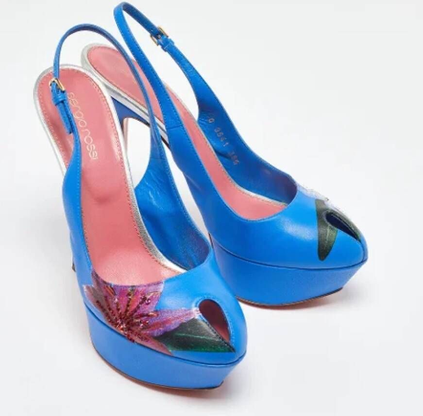 Sergio Rossi Pre-owned Leather heels Blue Dames