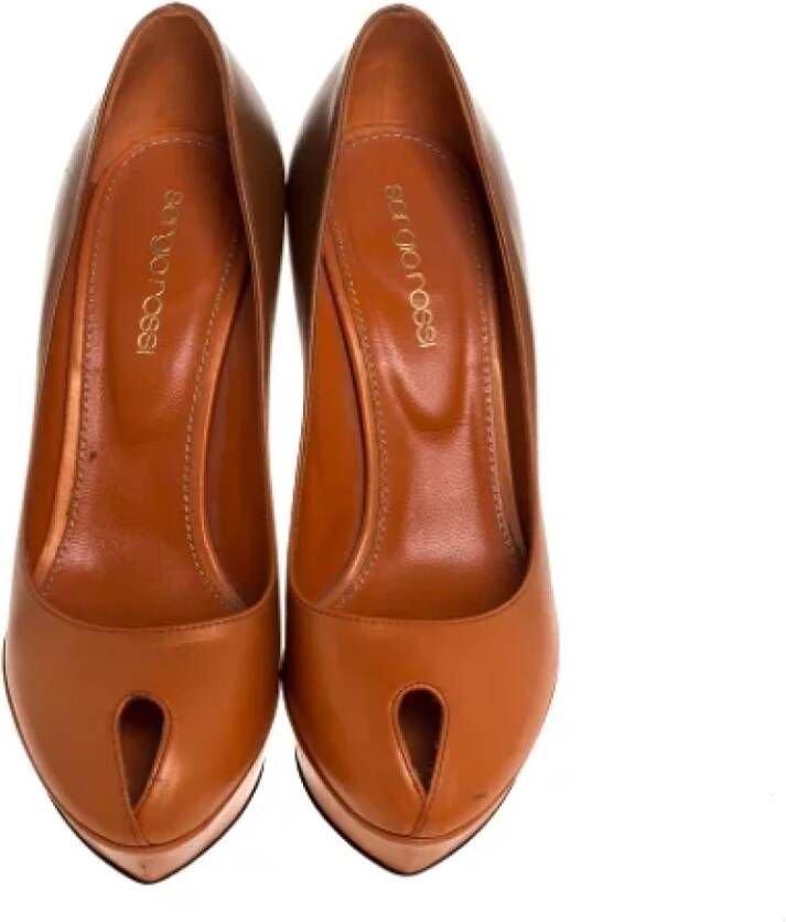 Sergio Rossi Pre-owned Leather heels Orange Dames