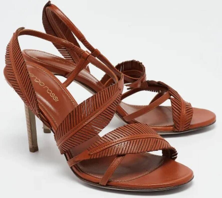 Sergio Rossi Pre-owned Leather sandals Brown Dames