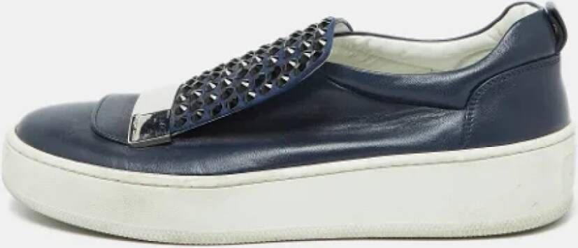 Sergio Rossi Pre-owned Leather sneakers Blue Dames