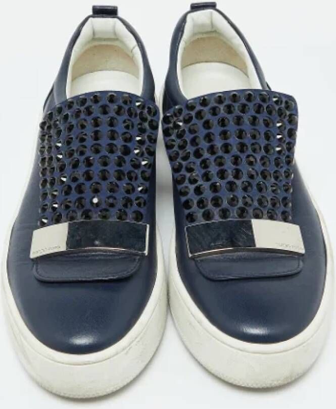 Sergio Rossi Pre-owned Leather sneakers Blue Dames