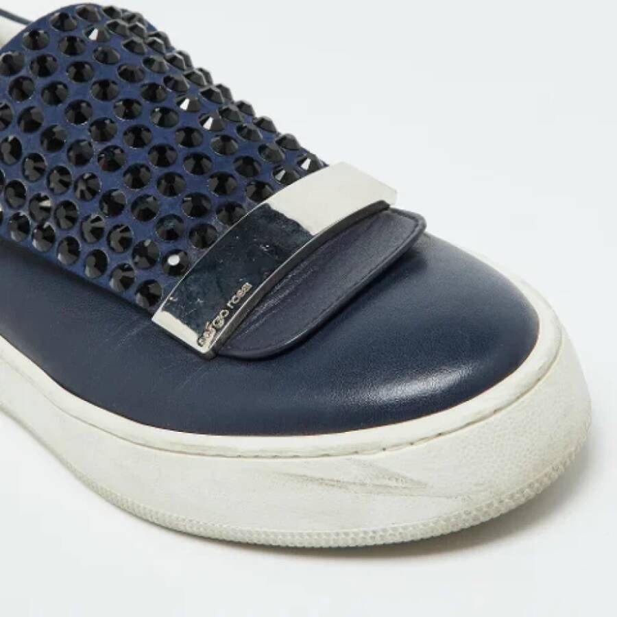 Sergio Rossi Pre-owned Leather sneakers Blue Dames