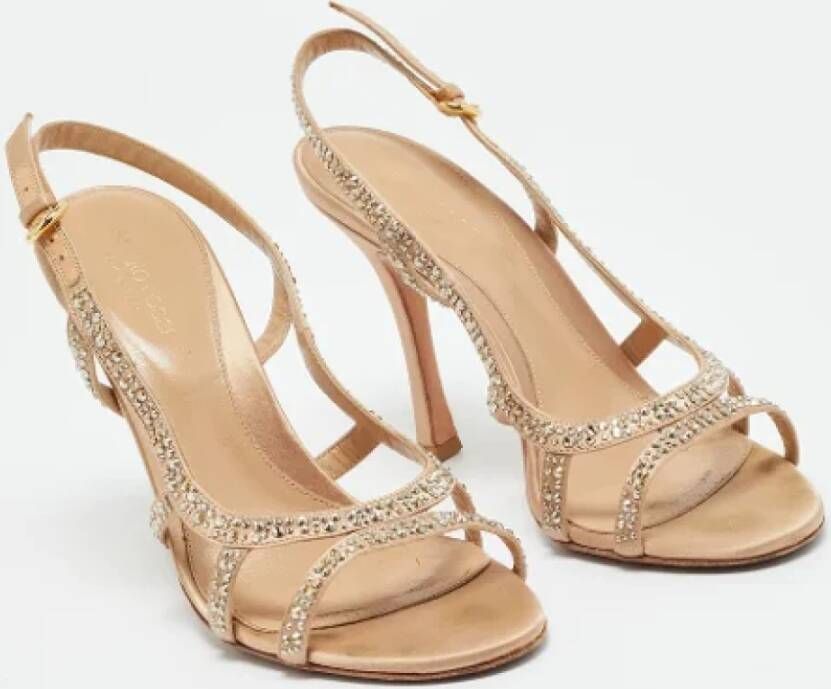 Sergio Rossi Pre-owned Satin sandals Beige Dames