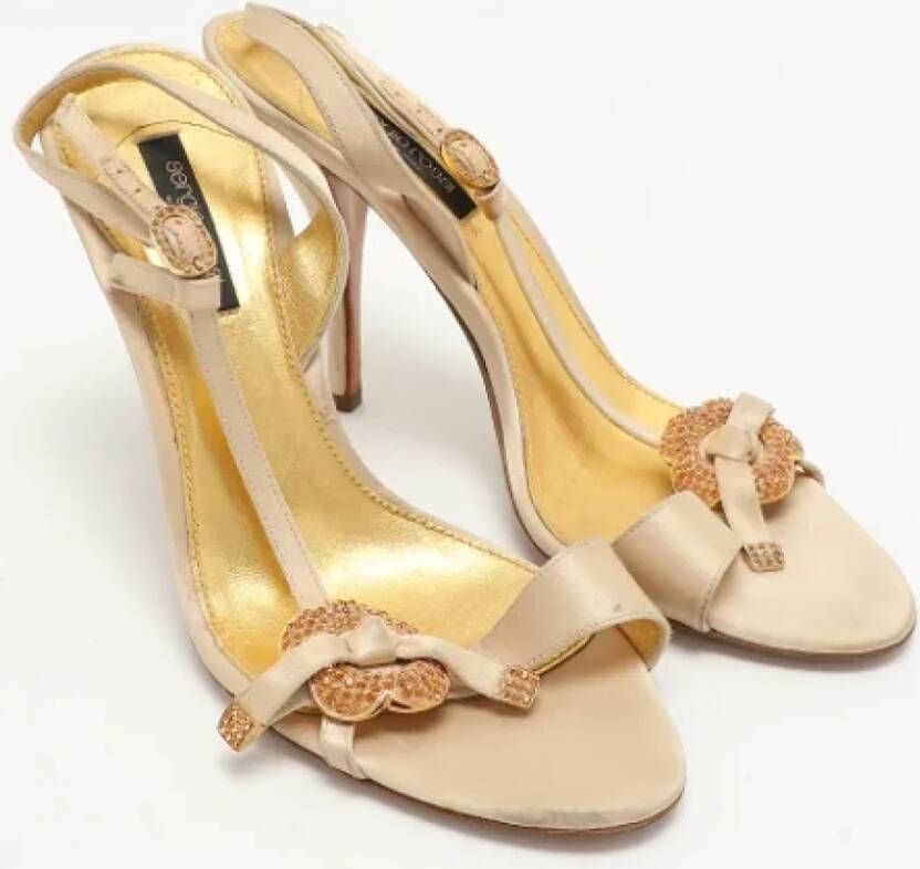 Sergio Rossi Pre-owned Satin sandals Beige Dames