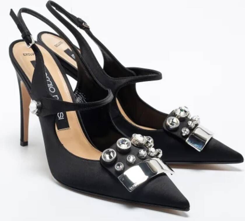 Sergio Rossi Pre-owned Satin sandals Black Dames