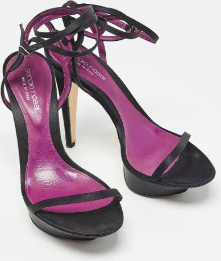 Sergio Rossi Pre-owned Satin sandals Black Dames