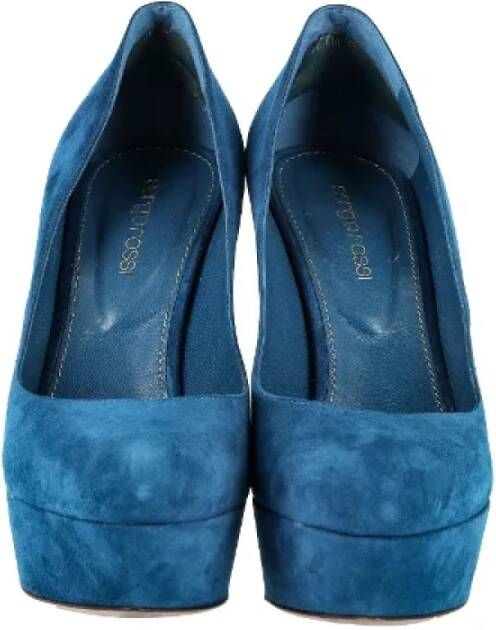 Sergio Rossi Pre-owned Suede heels Blue Dames