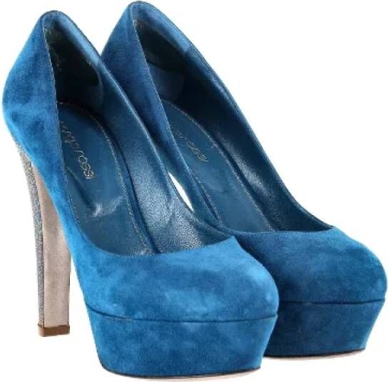 Sergio Rossi Pre-owned Suede heels Blue Dames