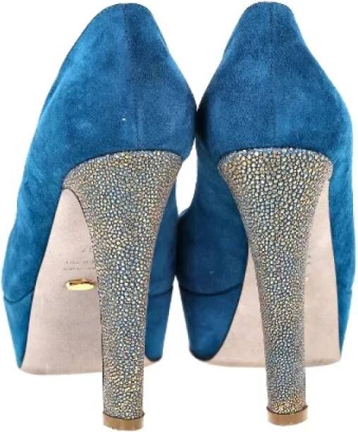 Sergio Rossi Pre-owned Suede heels Blue Dames