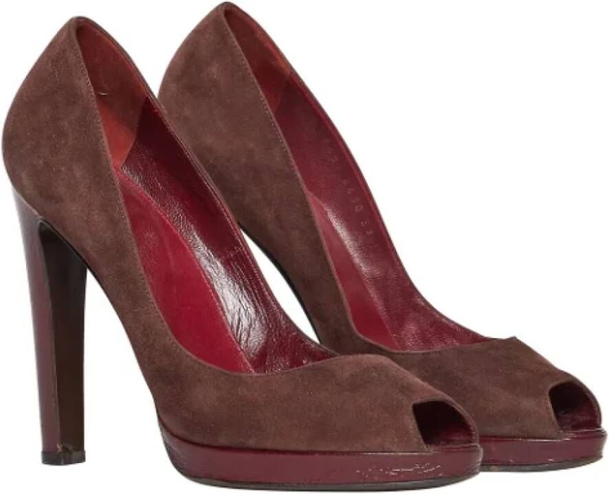 Sergio Rossi Pre-owned Suede heels Brown Dames