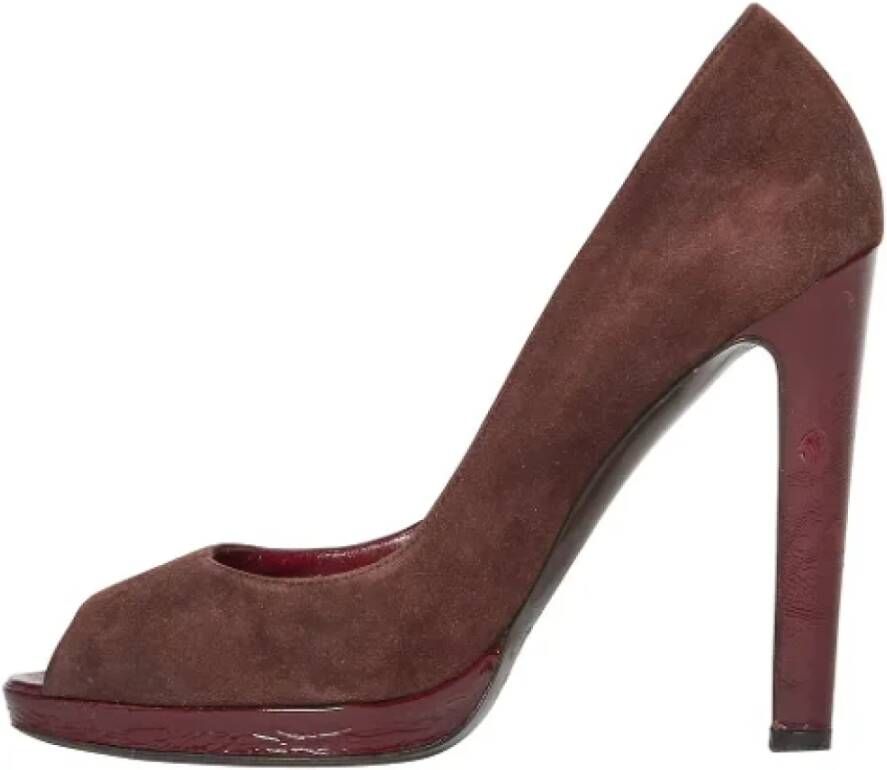 Sergio Rossi Pre-owned Suede heels Brown Dames