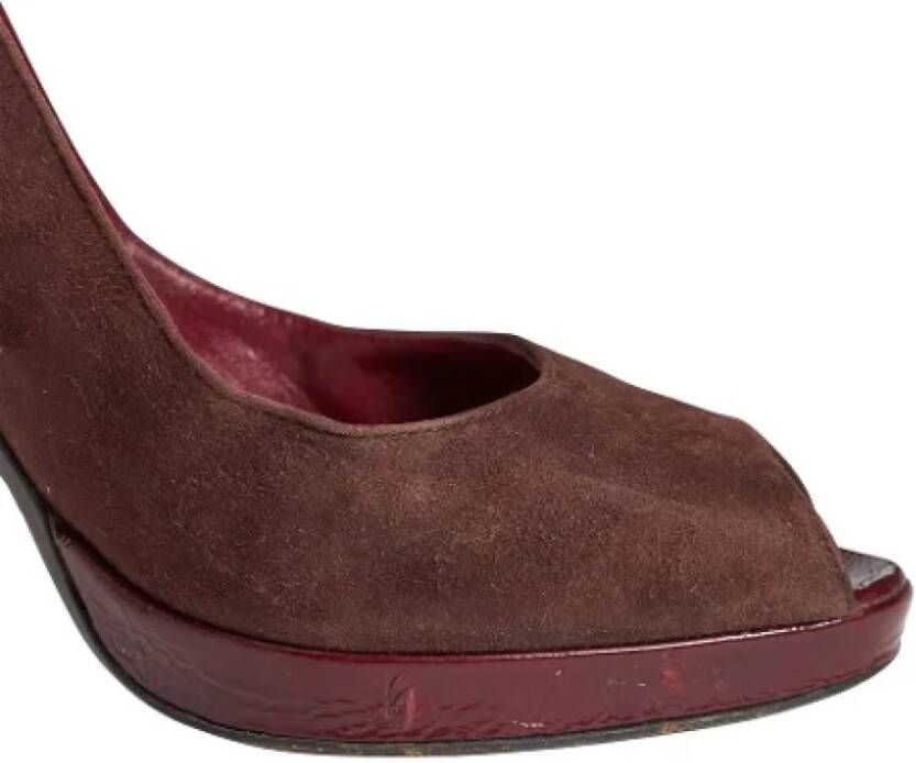 Sergio Rossi Pre-owned Suede heels Brown Dames