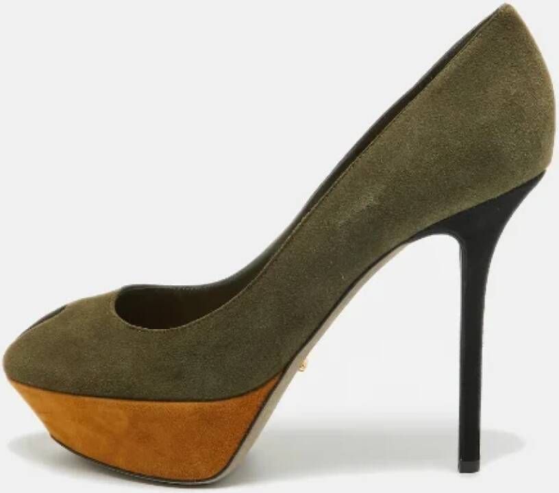 Sergio Rossi Pre-owned Suede heels Green Dames