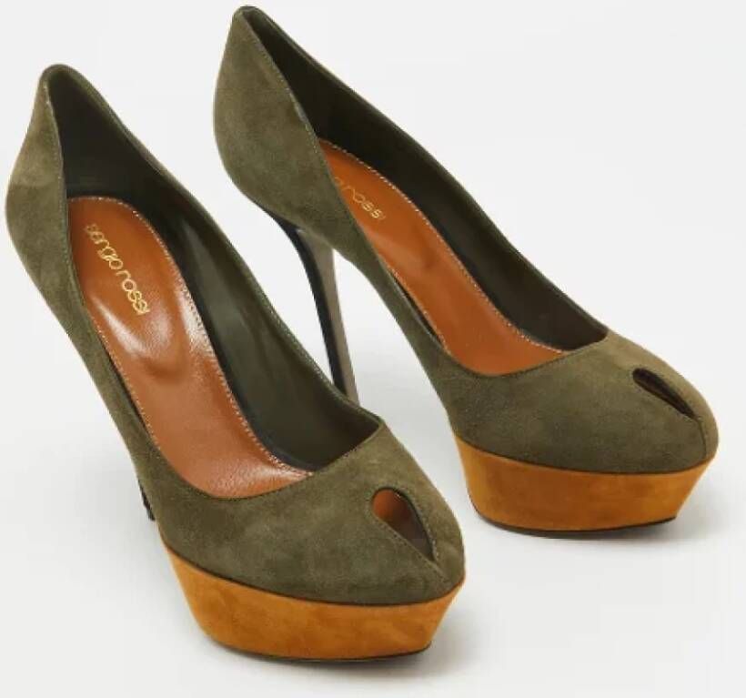 Sergio Rossi Pre-owned Suede heels Green Dames