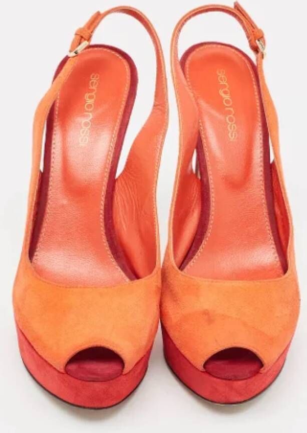 Sergio Rossi Pre-owned Suede heels Orange Dames