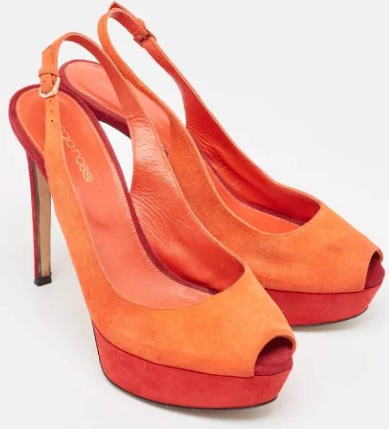 Sergio Rossi Pre-owned Suede heels Orange Dames