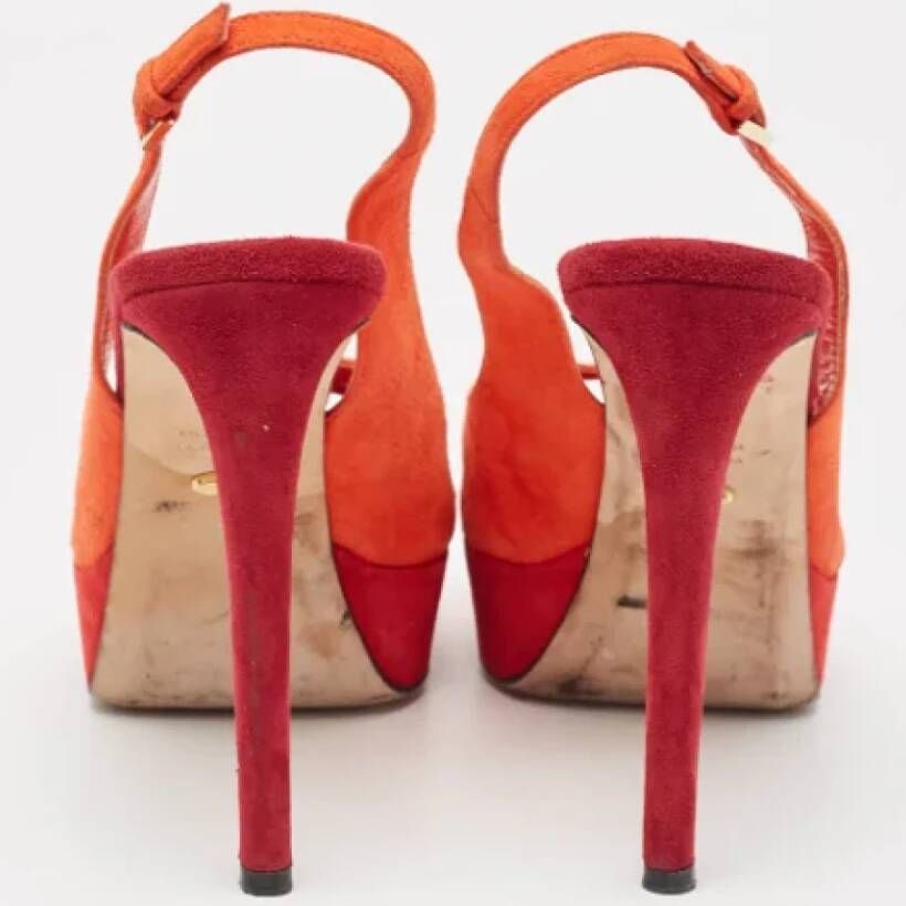 Sergio Rossi Pre-owned Suede heels Orange Dames