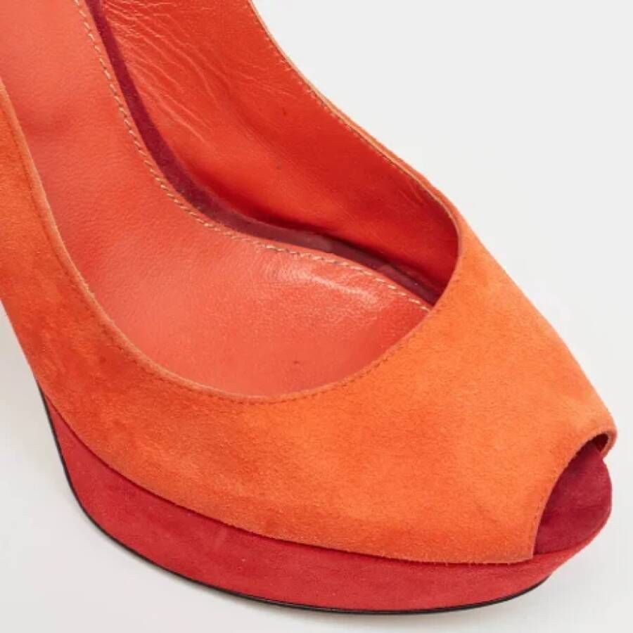 Sergio Rossi Pre-owned Suede heels Orange Dames