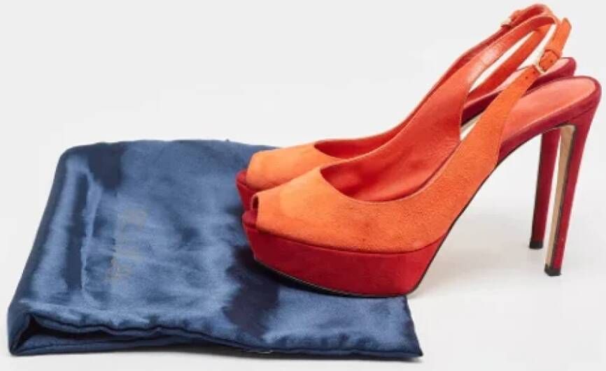 Sergio Rossi Pre-owned Suede heels Orange Dames