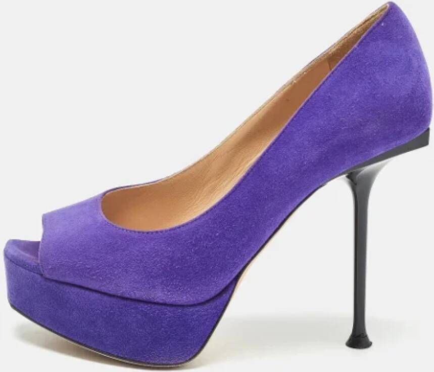 Sergio Rossi Pre-owned Suede heels Purple Dames