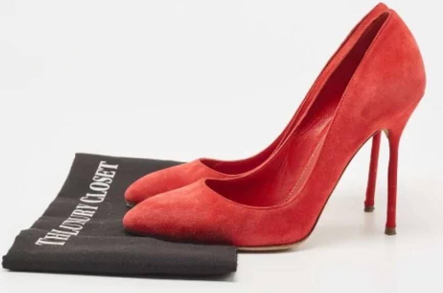 Sergio Rossi Pre-owned Suede heels Red Dames