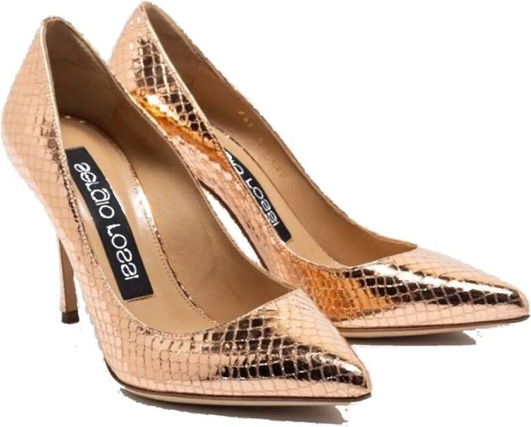 Sergio Rossi Python Effect Leren Pumps Vrouwen Pink Dames