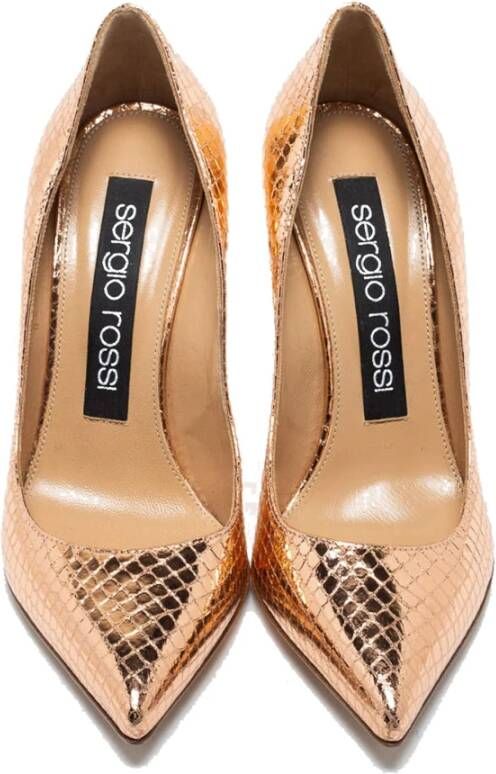 Sergio Rossi Python Effect Leren Pumps Vrouwen Pink Dames