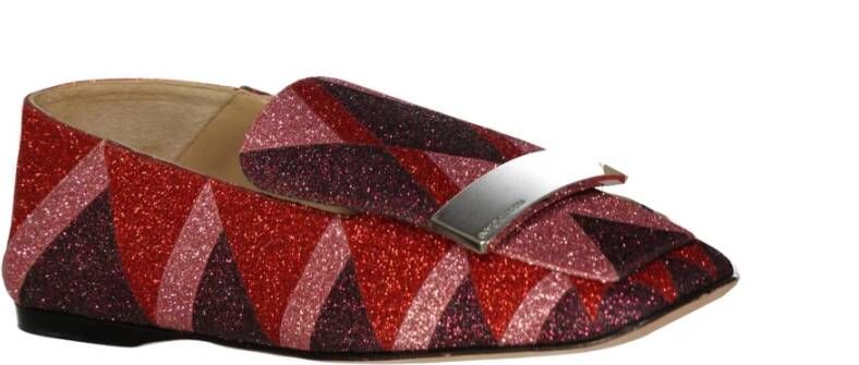 Sergio Rossi Rode Glitter Loafers Damesschoenen Multicolor Dames