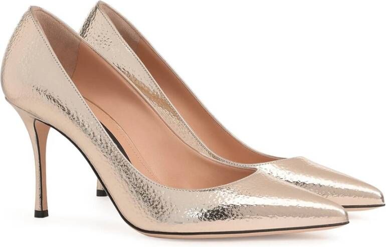 Sergio Rossi Rose Goud Leren Pumps Elegant Ontwerp Pink Dames