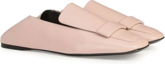 Sergio Rossi Roze Leren Sandalen Vierkante Neus Pink Dames