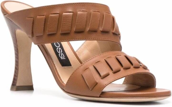 Sergio Rossi Tied-Up 90mm Bruine Leren Sandalen Bruin Dames