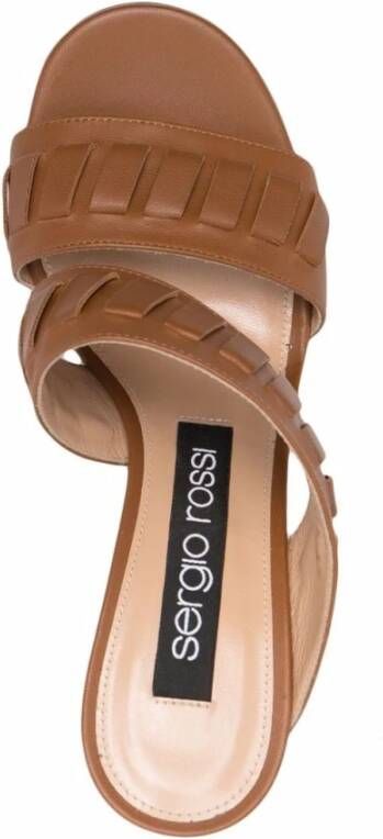 Sergio Rossi Tied-Up 90mm Bruine Leren Sandalen Bruin Dames