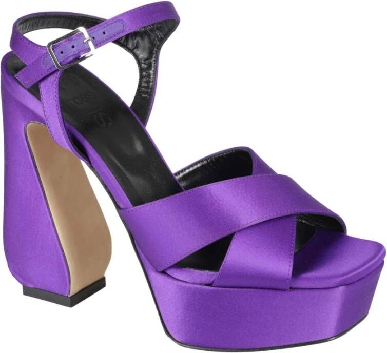 Sergio Rossi Satin Crepe Elegante Hakken Purple Dames