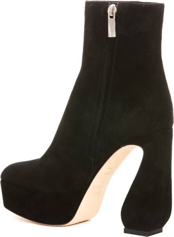 Sergio Rossi Zwarte Dames Pump Booties met Laterale Rits Sluiting Zwart Dames