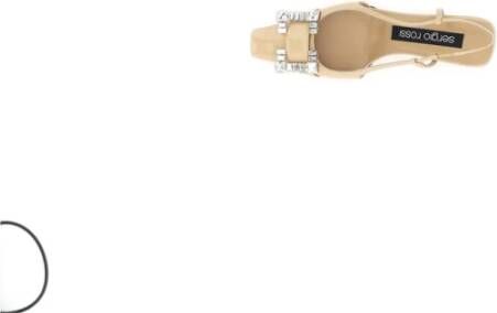 Sergio Rossi Slingback-60 Zwarte Leren Sandalen Beige Dames