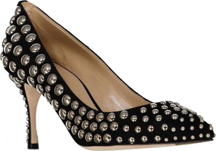 Sergio Rossi Studs leren pumps met 7 5 cm hak Black Dames