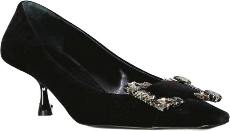 Sergio Rossi Velvet Pumps met kristaldetail Black Dames