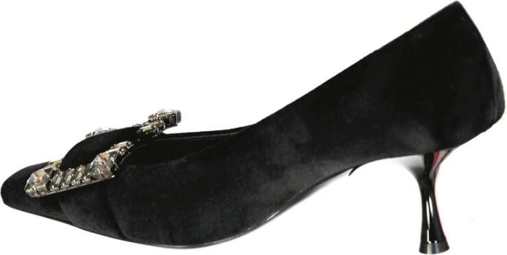 Sergio Rossi Velvet Pumps met kristaldetail Black Dames