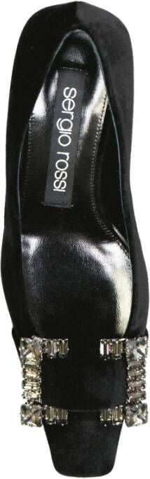 Sergio Rossi Velvet Pumps met kristaldetail Black Dames