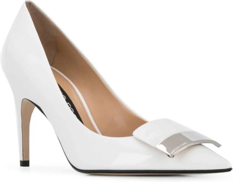 Sergio Rossi Witte Leren Pumps met Puntige Neus White Dames