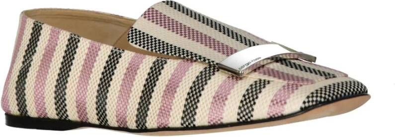 Sergio Rossi Witte Loafer Schoenen Elegant Vierkante Neus Multicolor Dames